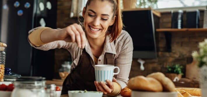 Woman preparing food.