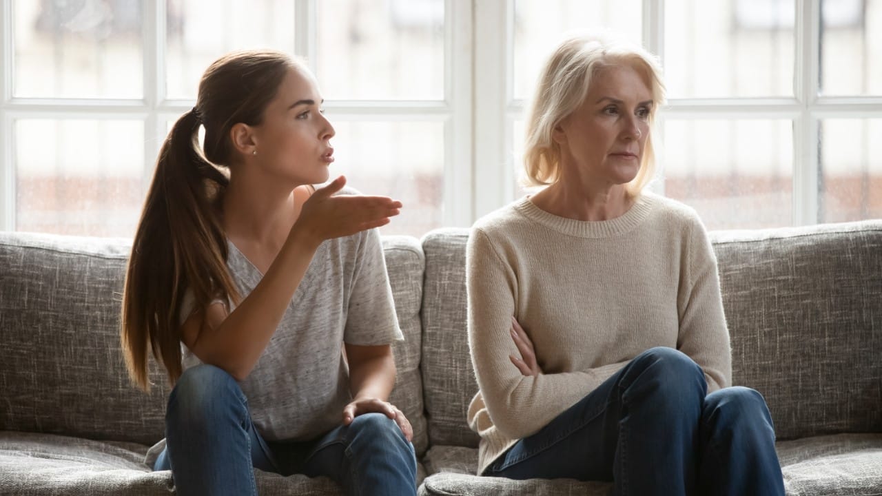 mother daughter talking