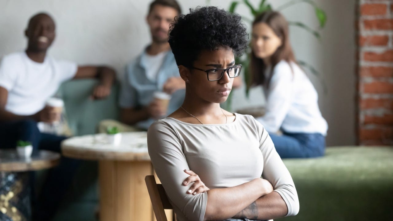 woman facing judgement from peers