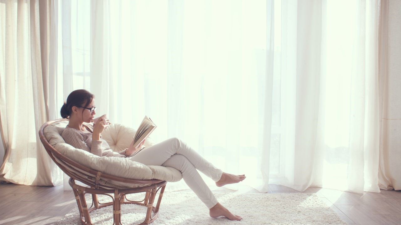 woman relaxing lounging at home