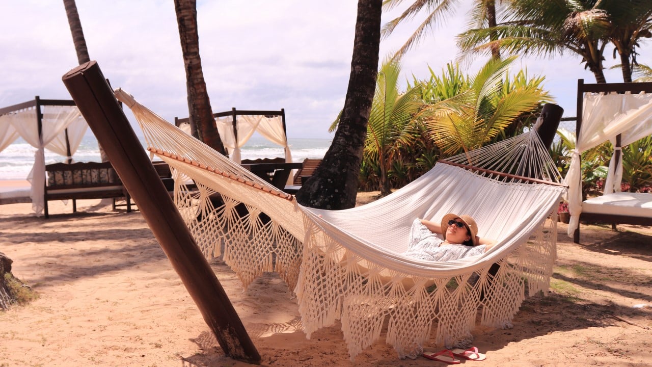 Woman resting in hammock