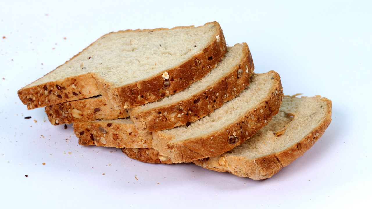 Slices of multigrain bread.