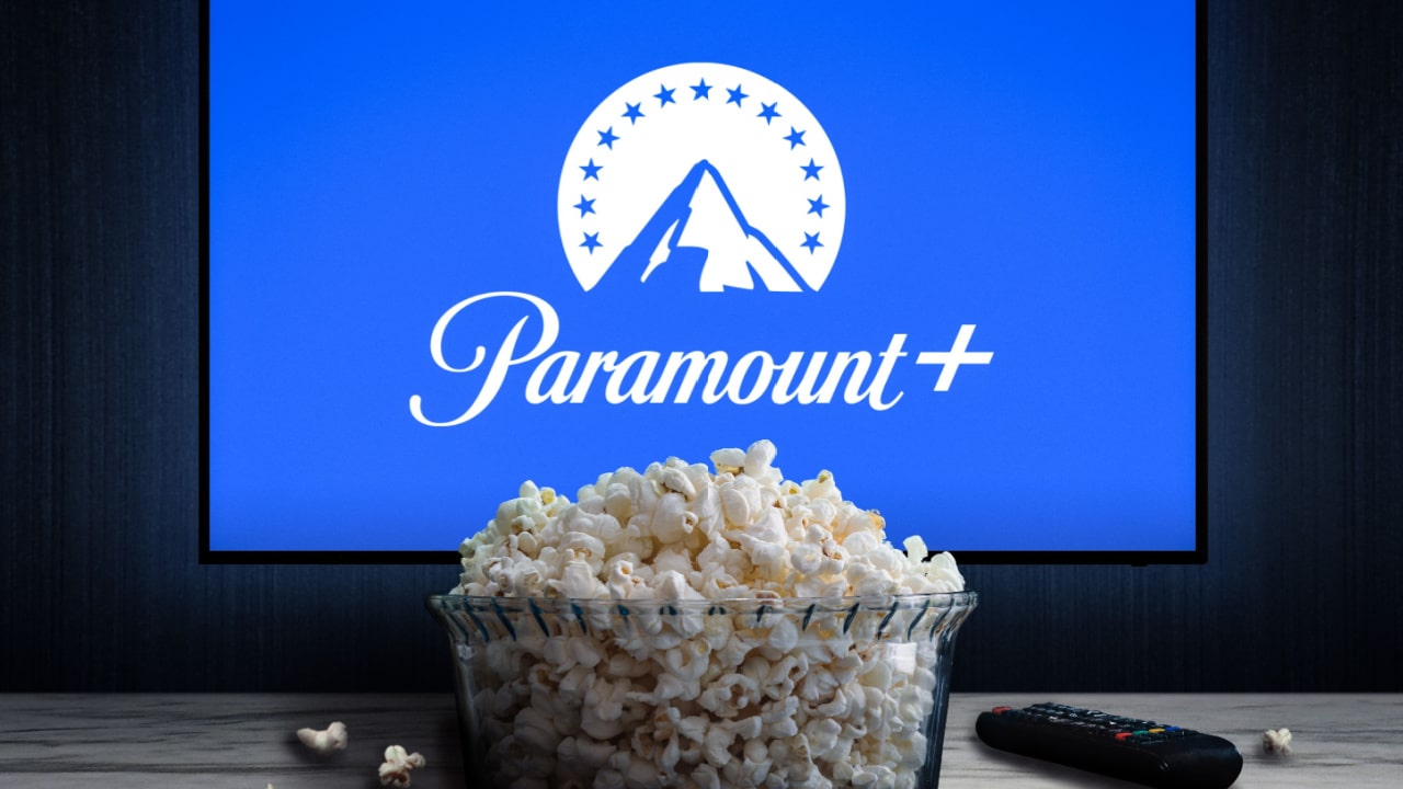 Paramount movie with popcorn.