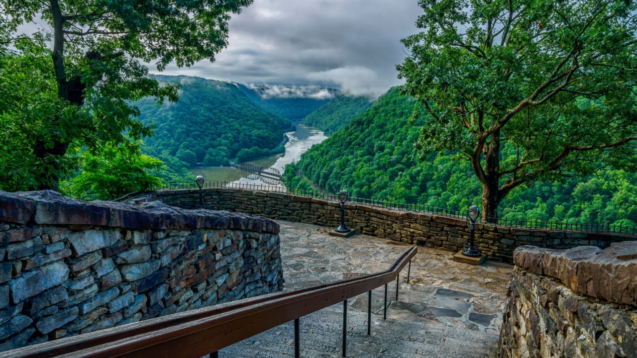 Hawks Nest State Park offers an expansive view of New River Gorge, West Virginia
